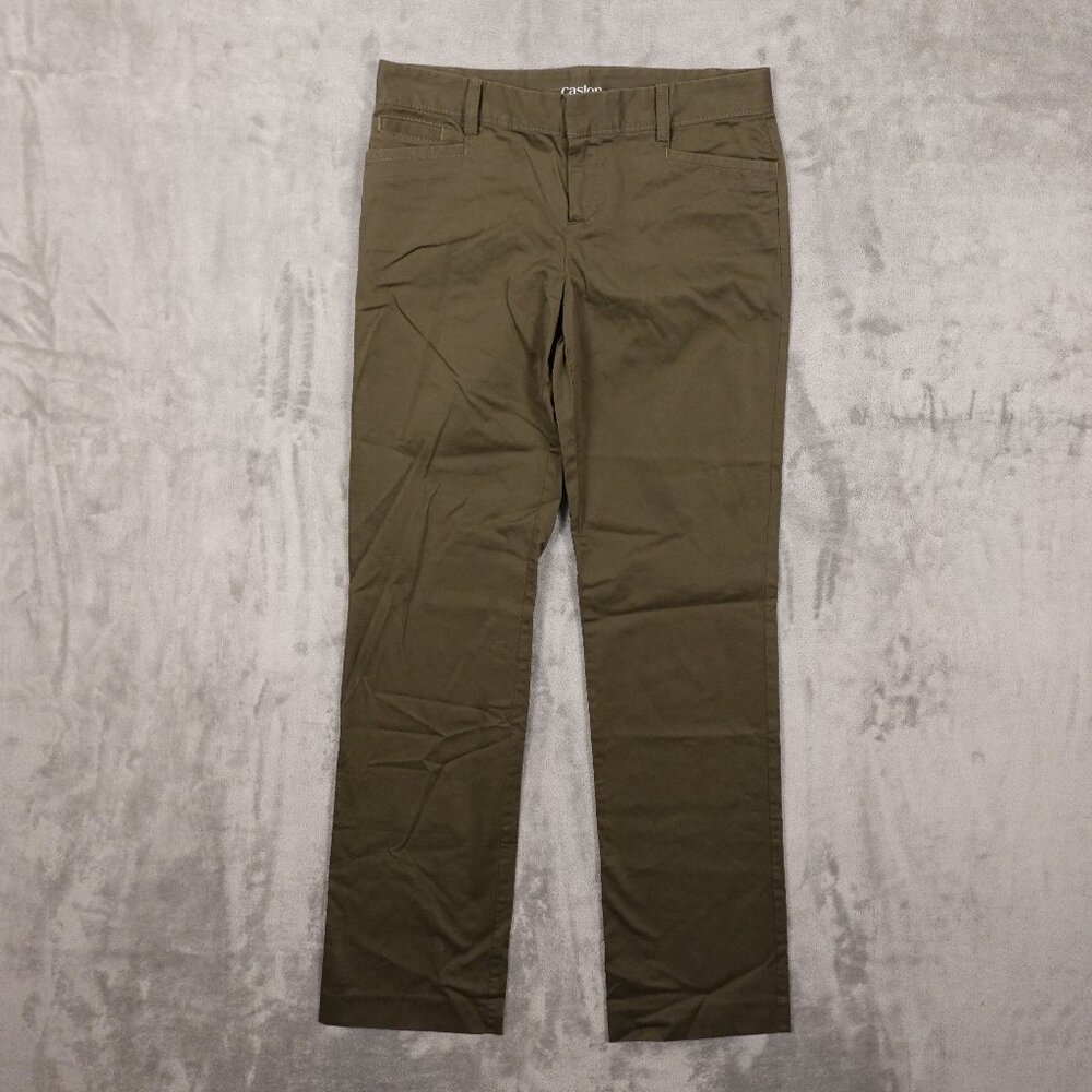 Caslon twill pants straight leg women's 0 olive green army trousers